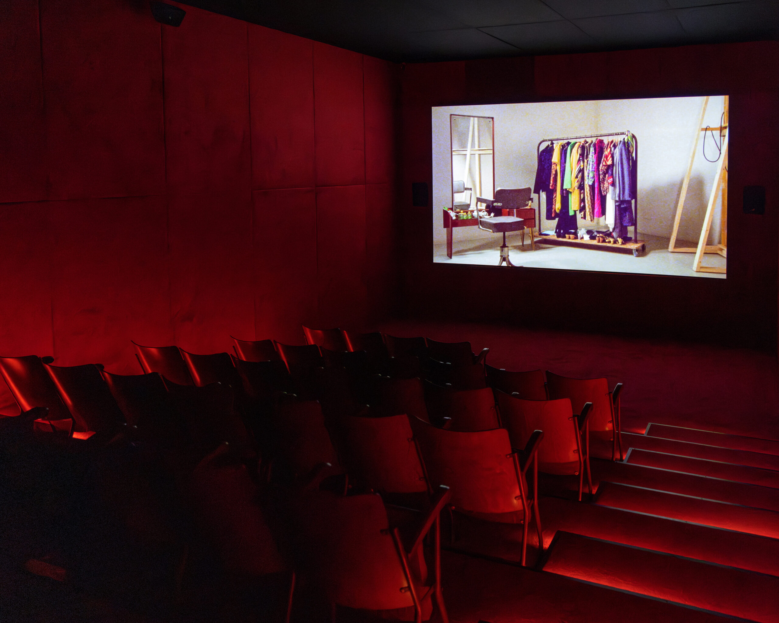 inside of cinema structure with projection